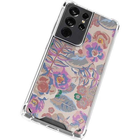 Warm Taupe Floral Galaxy S21 Ultra 5G Clear Case